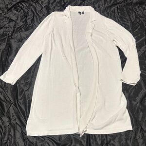 Lightweight White Open-Front Cardigan